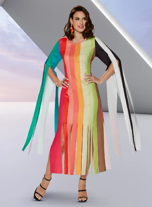 Love the Queen 17522 - Multi - Soft Stretch Multi Color Novelty Fabric Dress Tunics Timeless classic