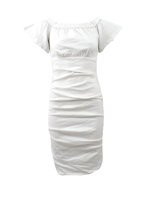 Off The Shoulder Ruched Dress Tunics Lace romantic