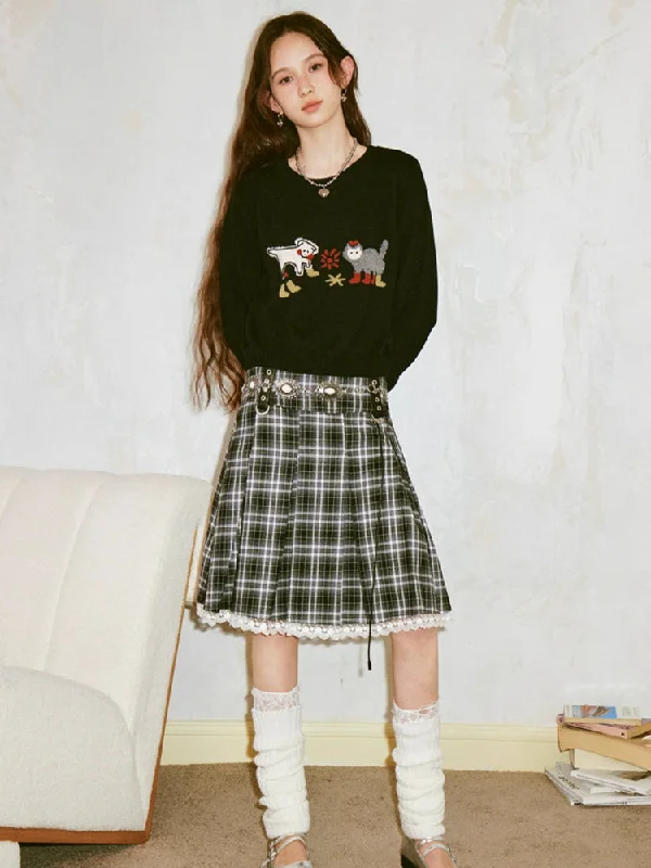 High waist A-line pleated skirt【s0000007079】 high waist skirt