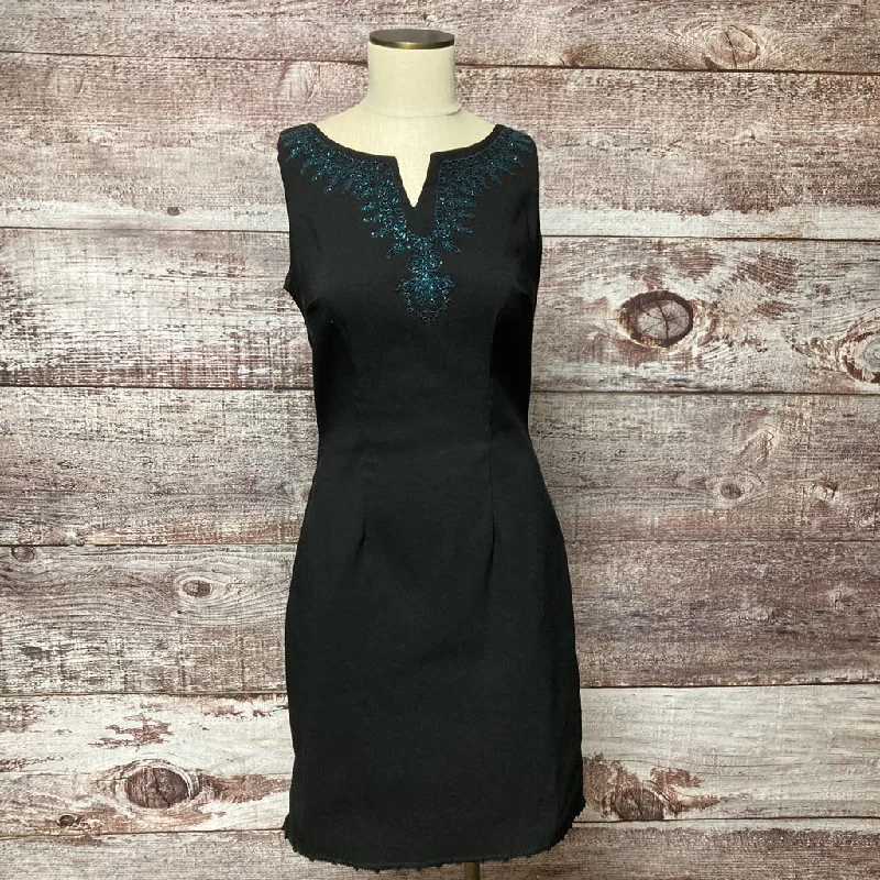 VNTG CDC BLACK BLUE BEADED DRESS SIZE 6 TCC Shift Classic Vintage
