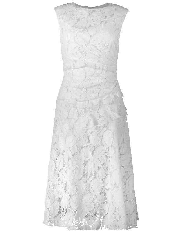 Gathered Waist Lace Dress Tunics Polka dots