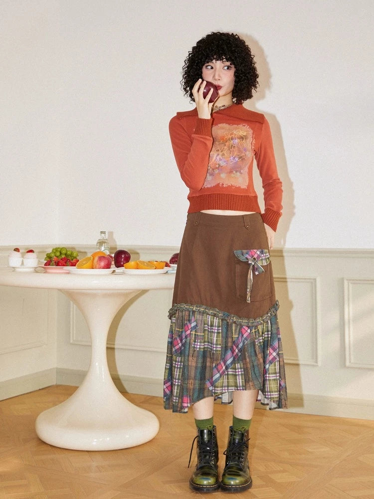 Retro a-line skirt【s0000006555】 lace skirt intricate