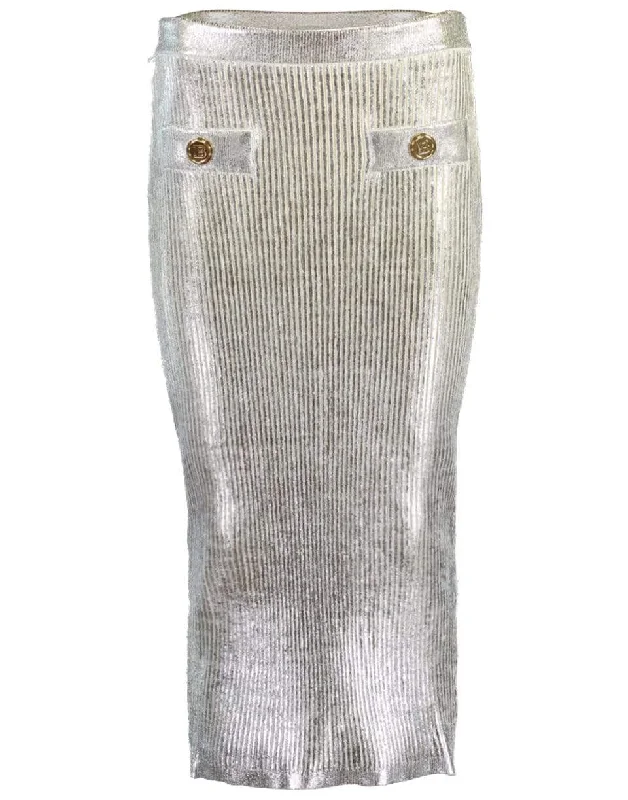 Metallic Coated Midi Skirt leather skirt bold