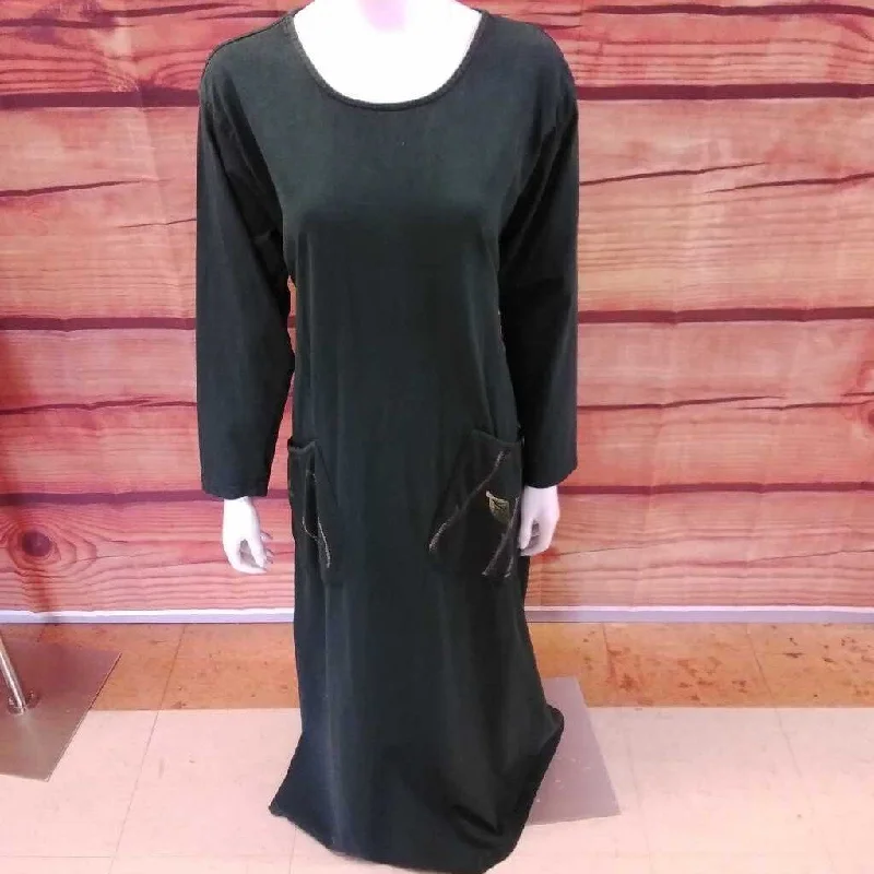 ISABEL LA GREEN EMBRODERED DRESS SIZE LARGE TCC Tunics Winter warm
