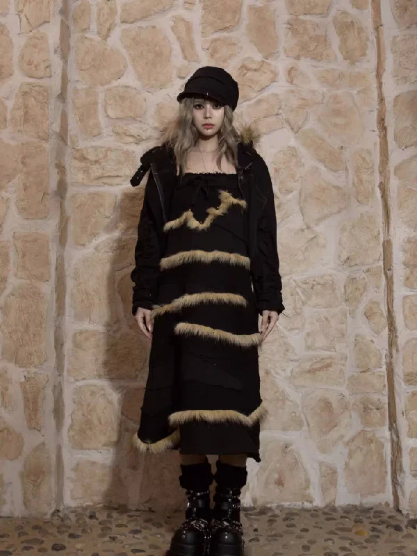 Original fur skirt【s0000005677】 patchwork skirt art