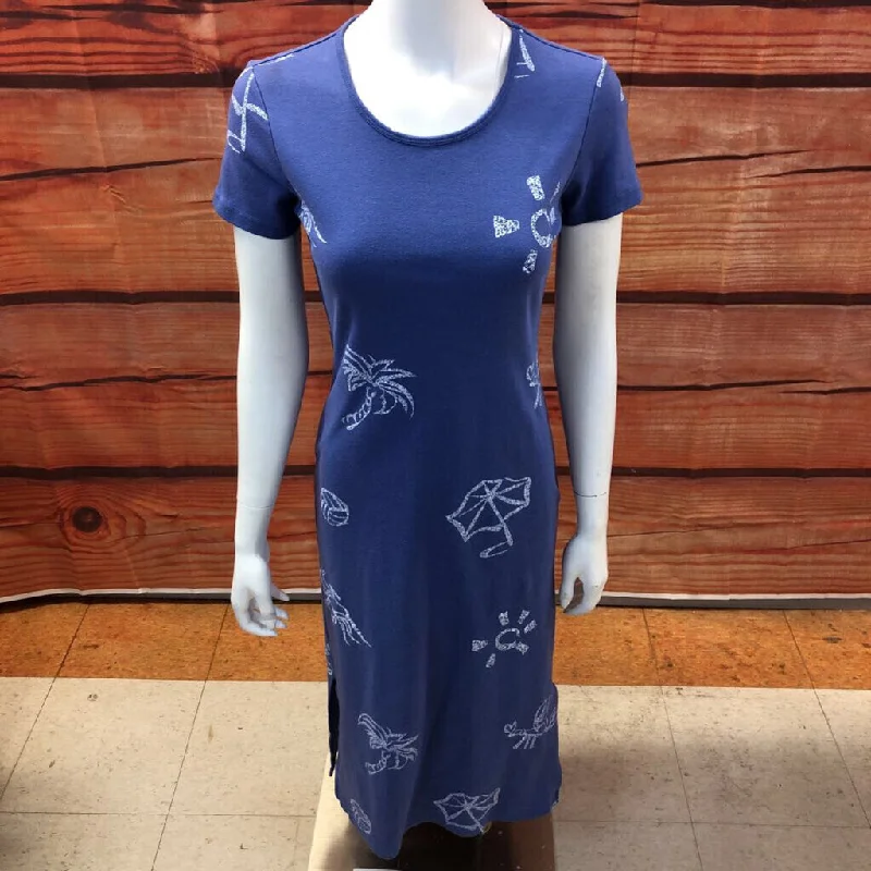 CASUAL CORNER PURPLE BEACH SCENE LONG DRESS SIZE PETITE SMALL Tunics Wedding white