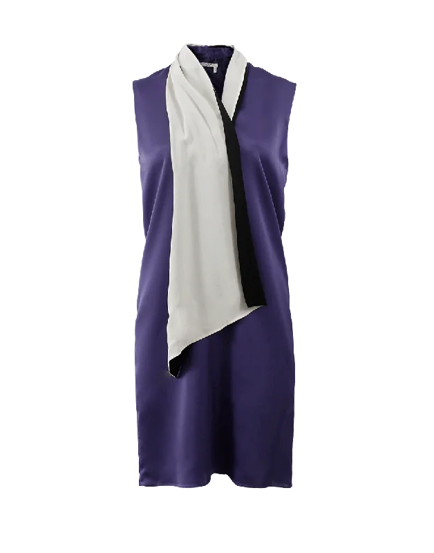 Bi-Color Drape Neck Dress Tunics Seasonal trendy