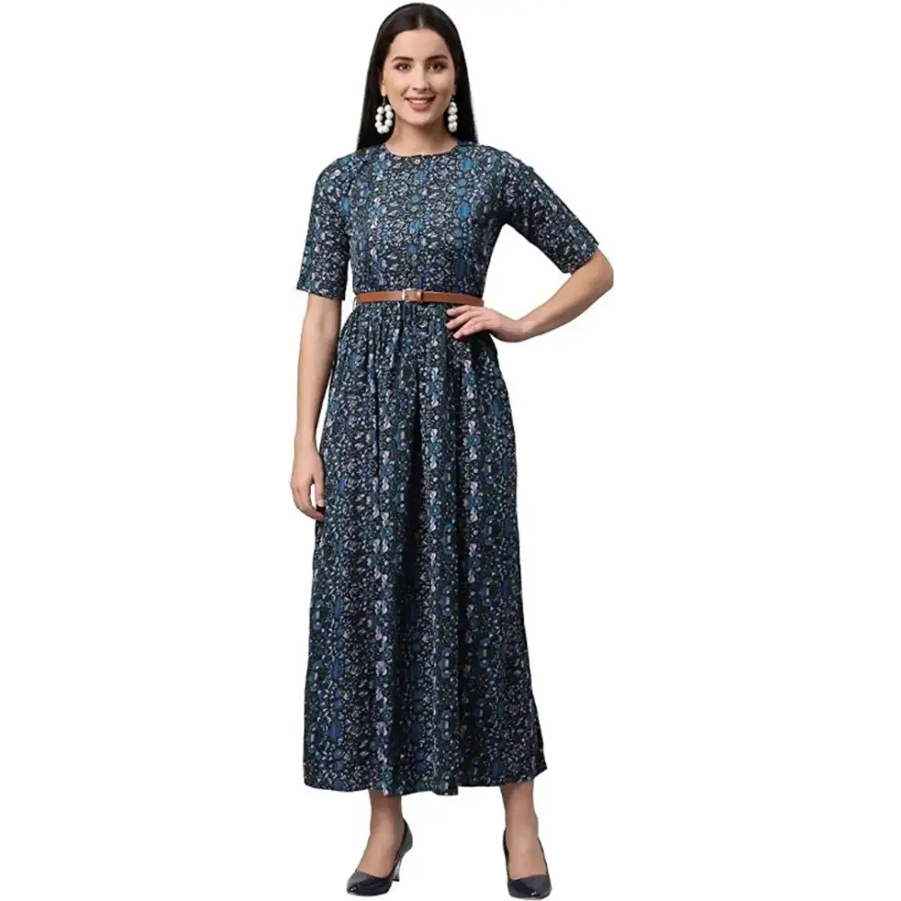 Fancy Crepe Dress for Women Tunics Vintage classic