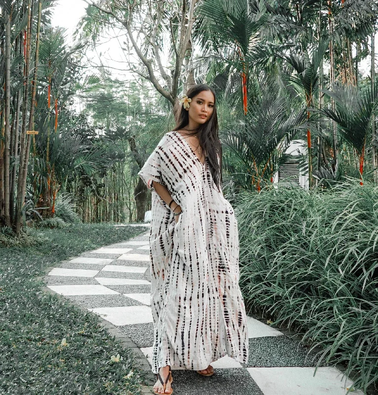 White Tie Dye Dress with Pockets Bodycon Club Sequined