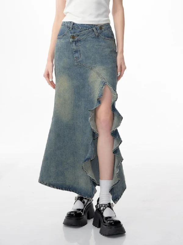 High waist thin mid-length half-body skirt【s0000006154】 chiffon skirt airy