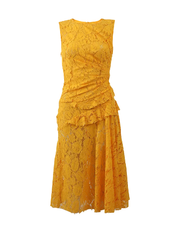 Gathered Waist Lace Dress Tunics Versatile stylish