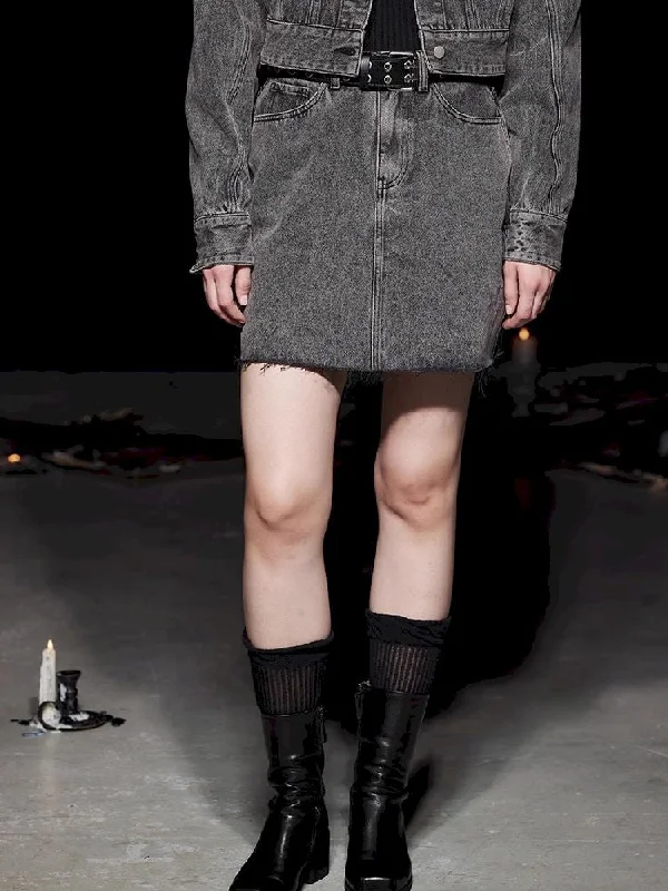 Fried Color Heavy Raw Edge Short Denim Skirt【s0000005493】 lace skirt elegant