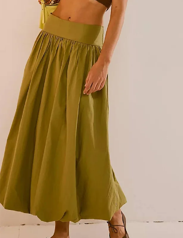 Ladies Solid Color Wide Waistband Skirt SKS510 a-line skirt cut