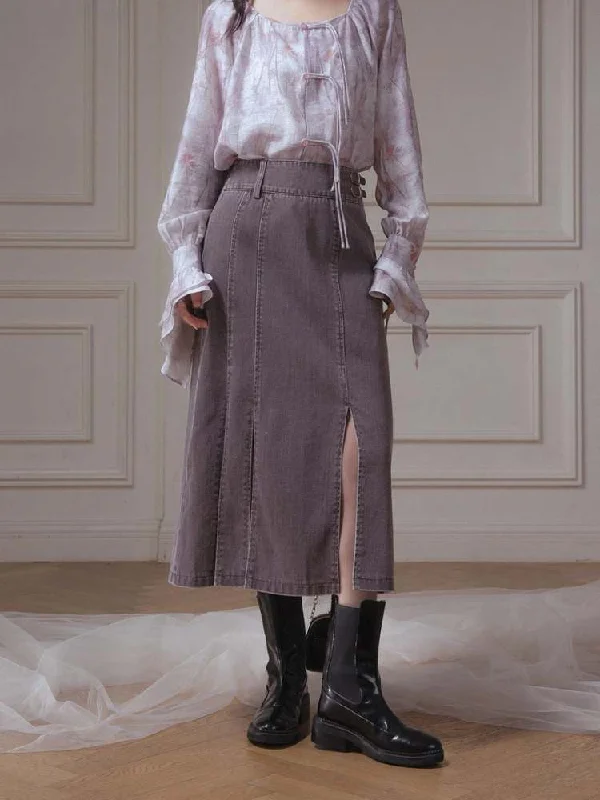 Cowboy Slit Denim Skirt【s0000007890】 denim skirt classic