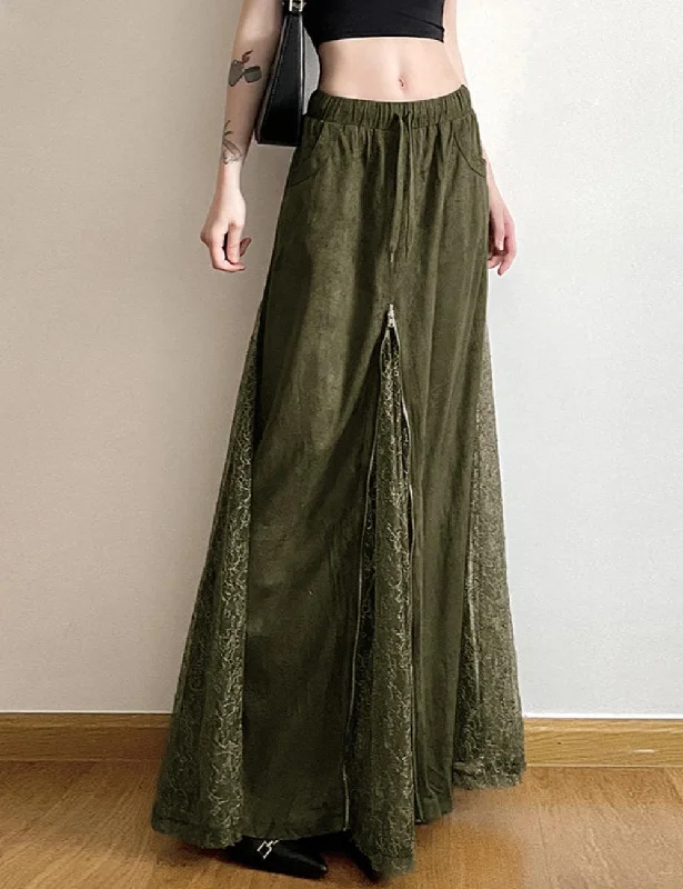 Missy Lace Patchwork A-Line Midi Skirt 11646 summer skirt style