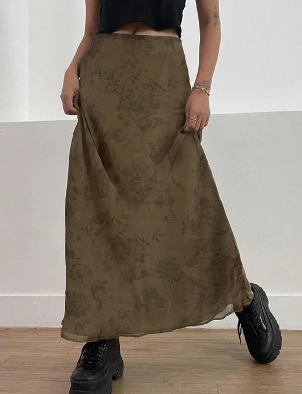 Missy Rose Print Mesh Midi Skirt 29526 linen skirt natural