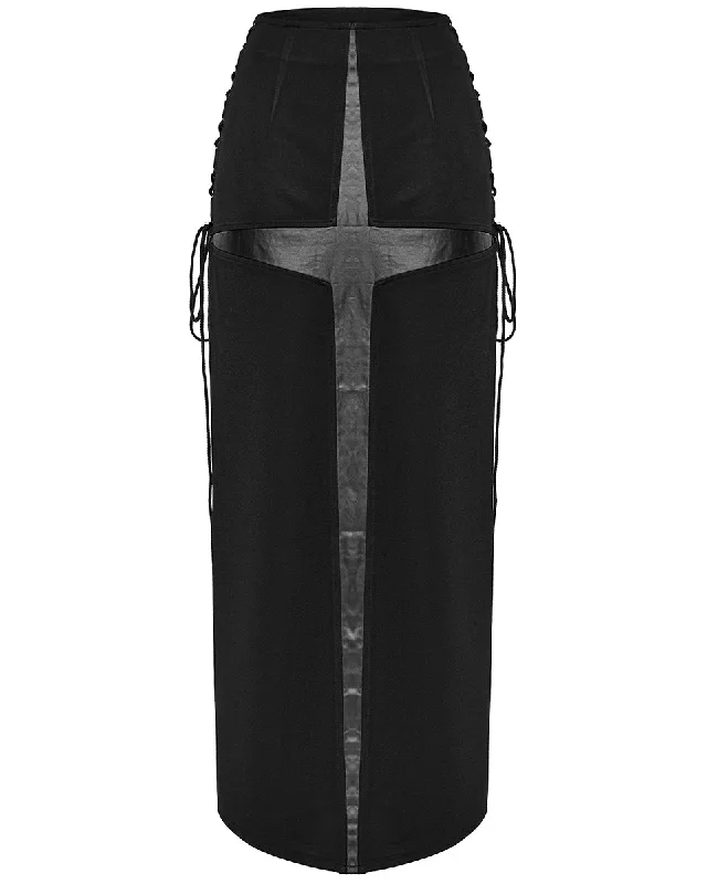 Punk Rave Daily Life Dark Punk Cross Side-Split Maxi Skirt corduroy skirt durable