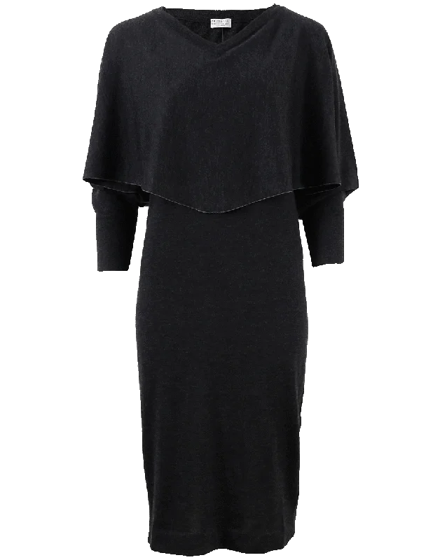 Double Layer Batwing Dress Tunics Versatile all-occasion