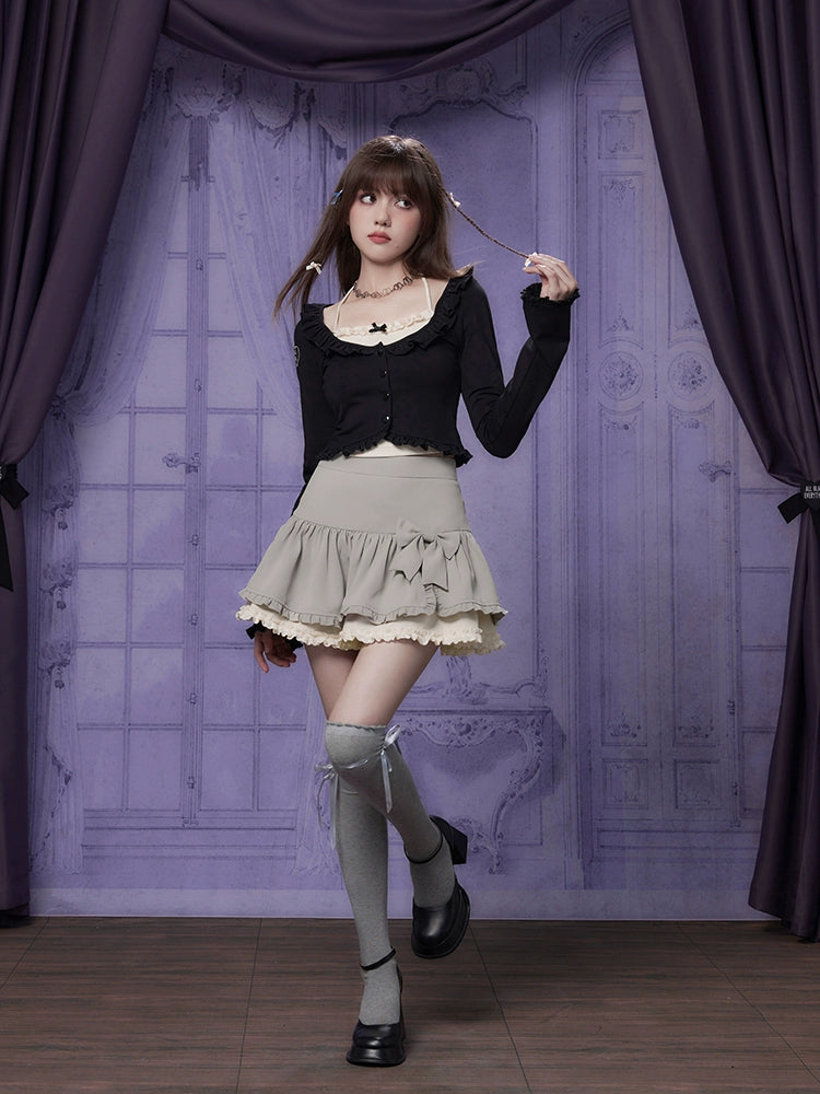 High waist ribbon skirt【s0000007073】 low waist skirt