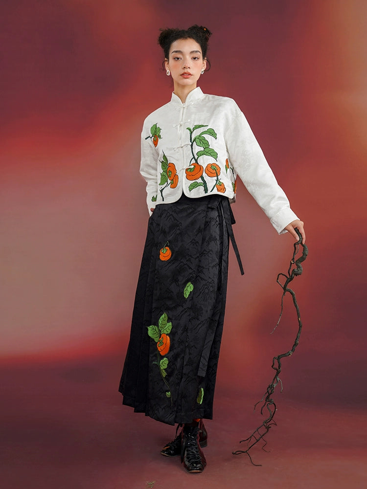 Chinese embroidery satin skirt【s0000006527】 silk skirt elegant