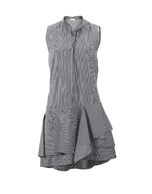 Striped Gathered Bottom Dress Tunics Silk luxurious