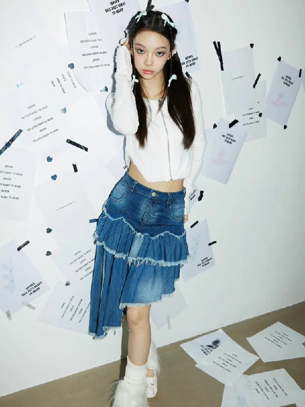 A-line denim skirt【s0000006322】 denim skirt stylish