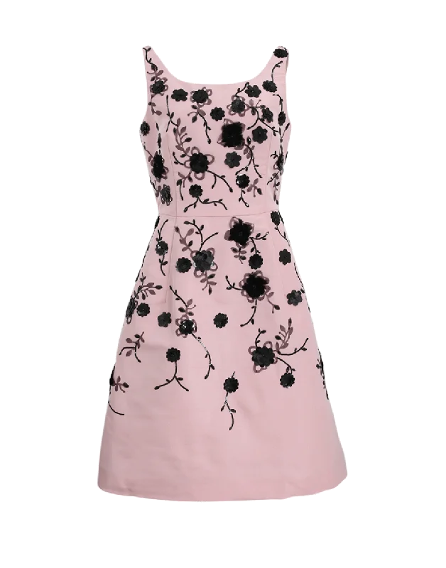 Embroidered Faille Dress Casual Short Summer