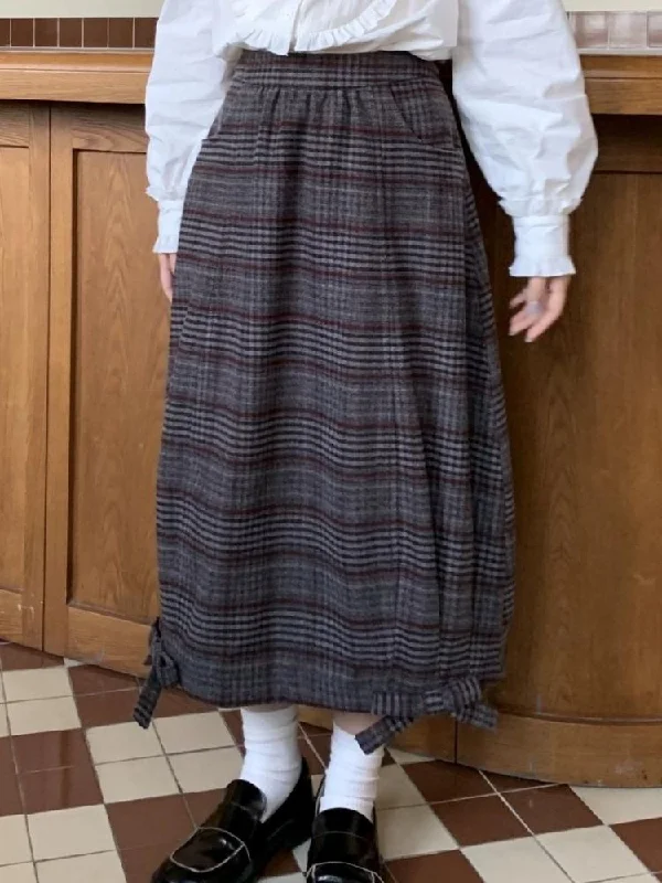 French retro plaid tweed bud skirt【s0000005870】 modal blend skirt