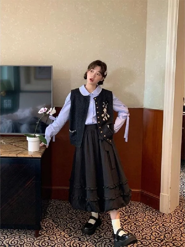 Wooden Ear Trimmed Pod Long Skirt【s0000005903】 slim fit skirt