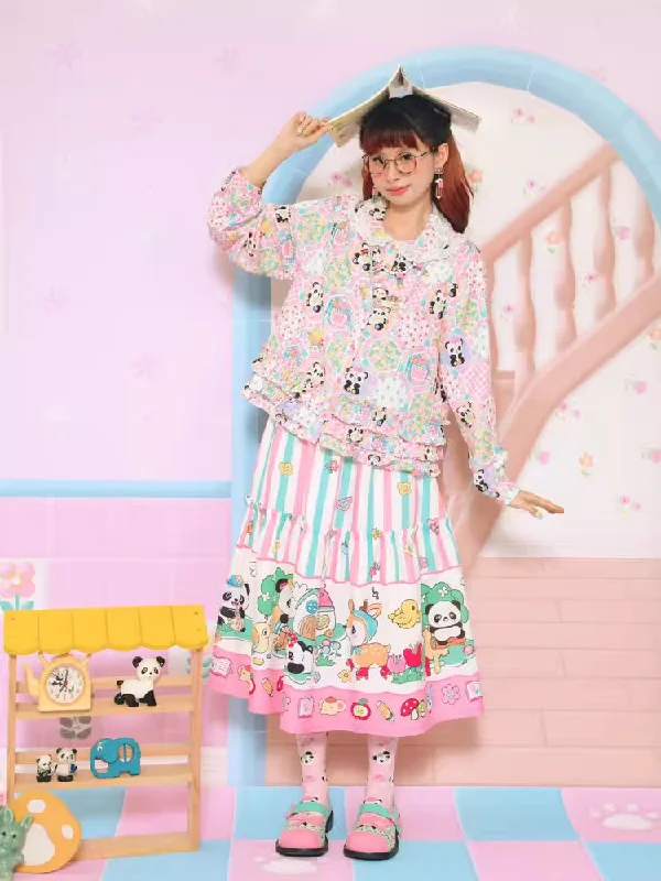 Striped print long skirt【s0000007680】 lace skirt delicate