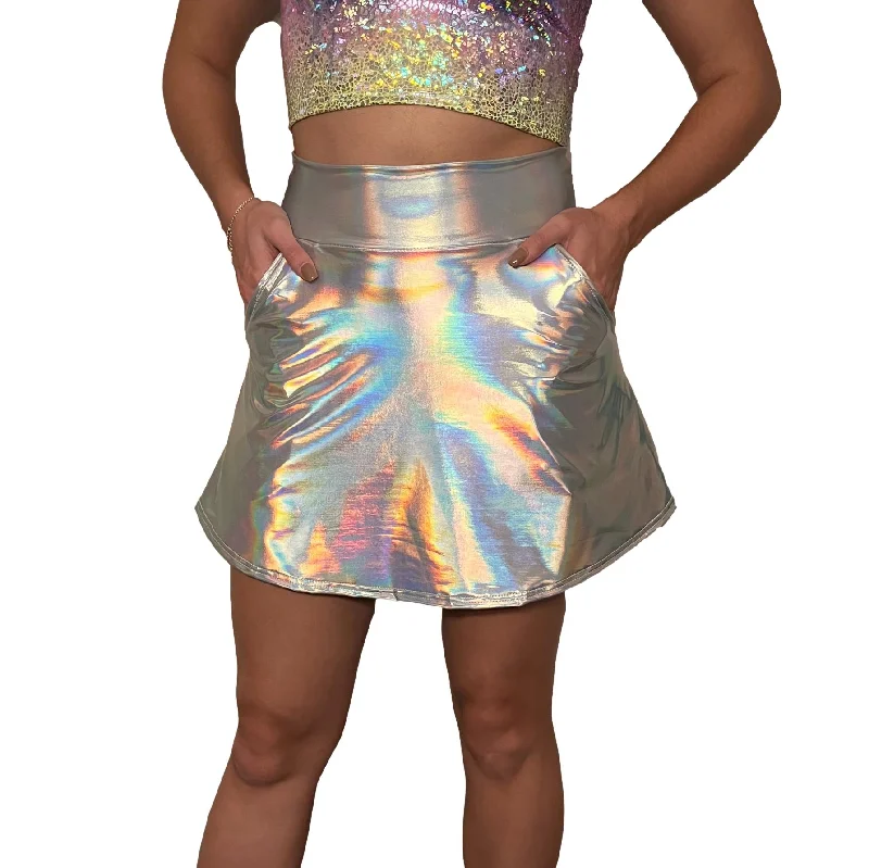 Opal Holographic A-line Skirt w/Optional Pockets corduroy skirt durable