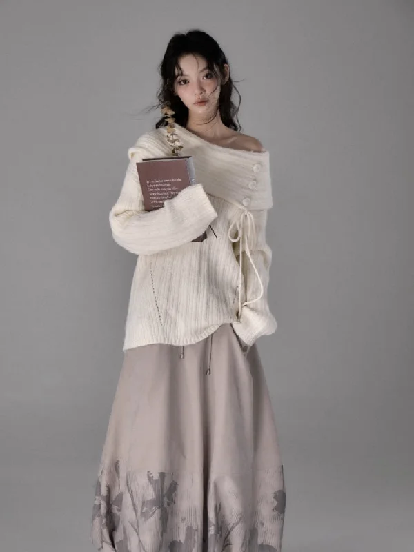 A-line high waist flower bud skirt【s0000005554】 lace skirt feminine