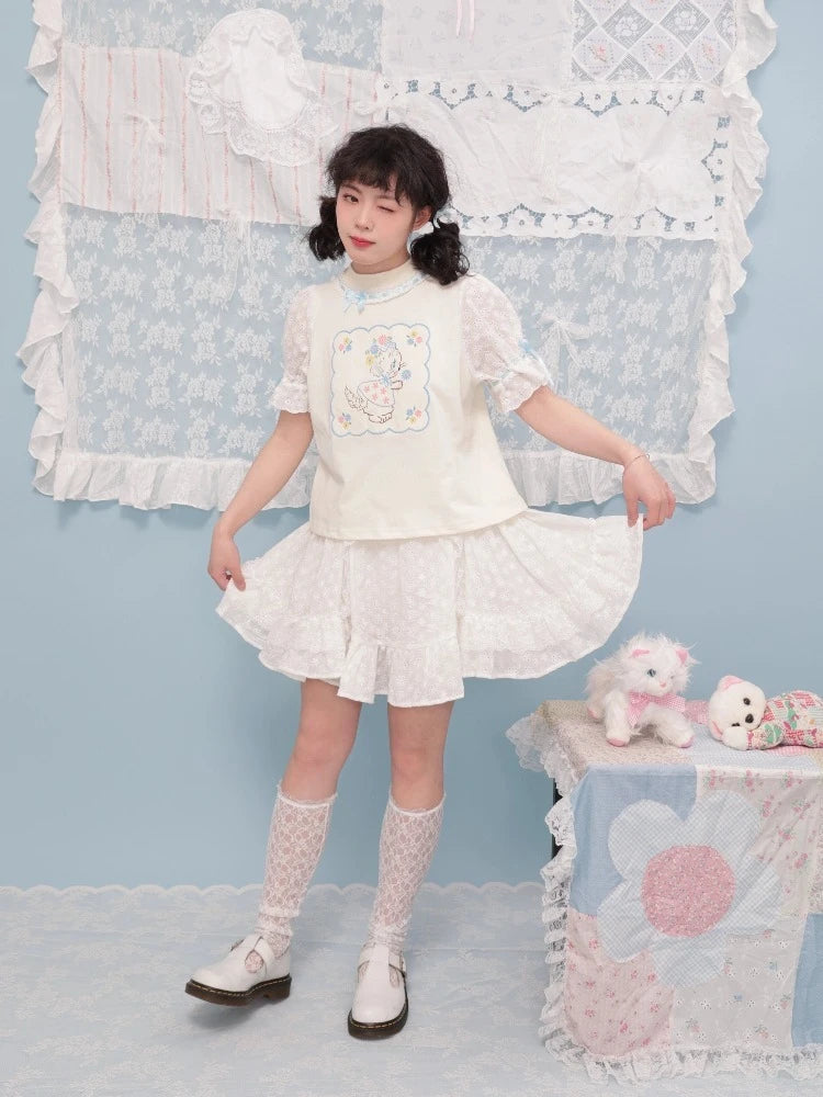 Fluffy white skirt【s0000007737】 modal blend skirt