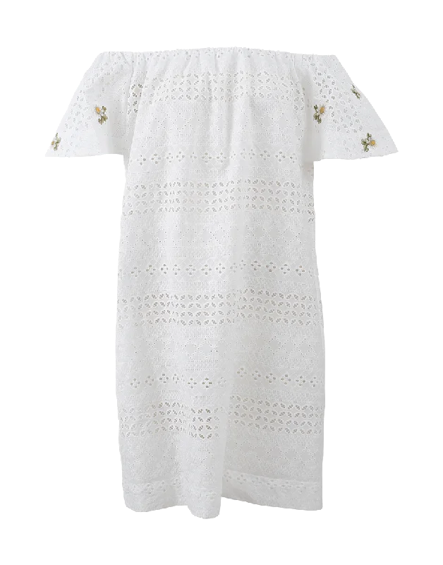 Off Shoulder Eyelet Dress Tunics Chic elegant