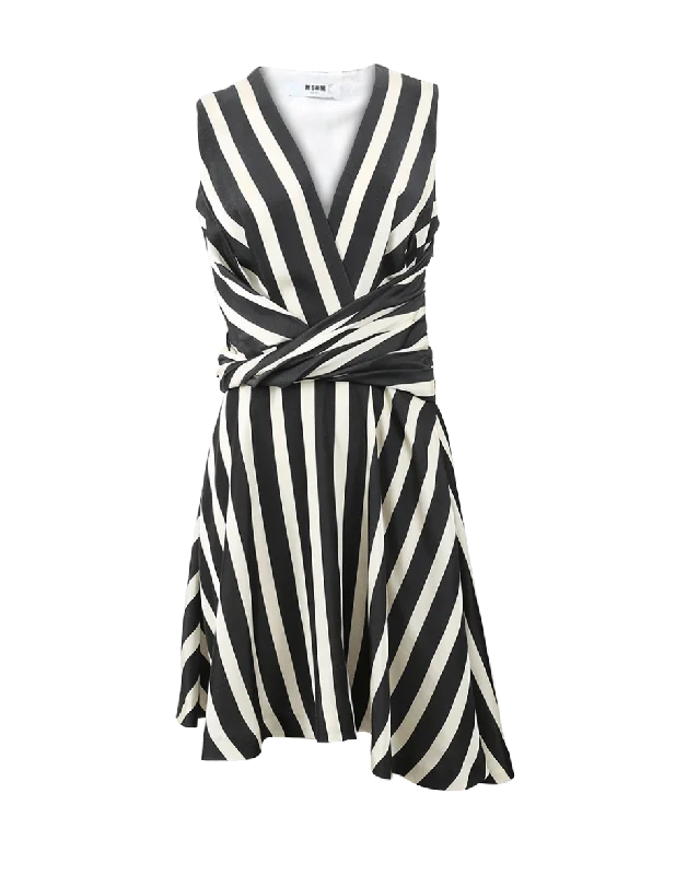 Wrap Front Striped Dress Tunics Versatile functional