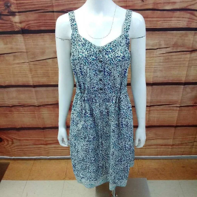 BASS BLUE MULTI DRAWSTRING DRESS SIZE 6 TCC A-Line Day Work