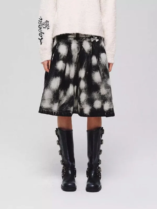 Denim Wide Pleated Umbrella Skirt【s0000006180】 corduroy skirt comfortable
