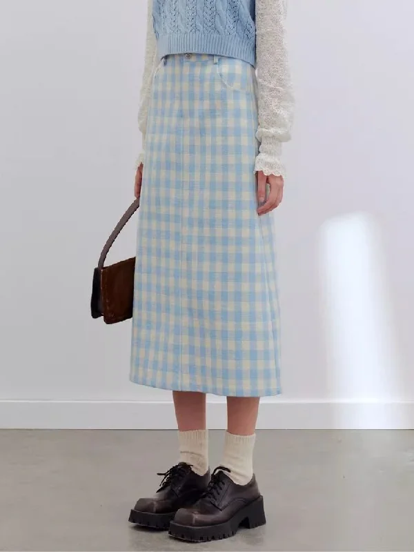 Color clash long A-line skirt【s0000006194】 linen skirt relaxed