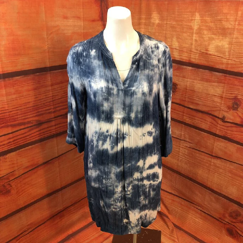 NWT TRIBAL BLUE WHITE TIE DYE DRESS SIZE SMALL TCC Tunics Bestseller popular
