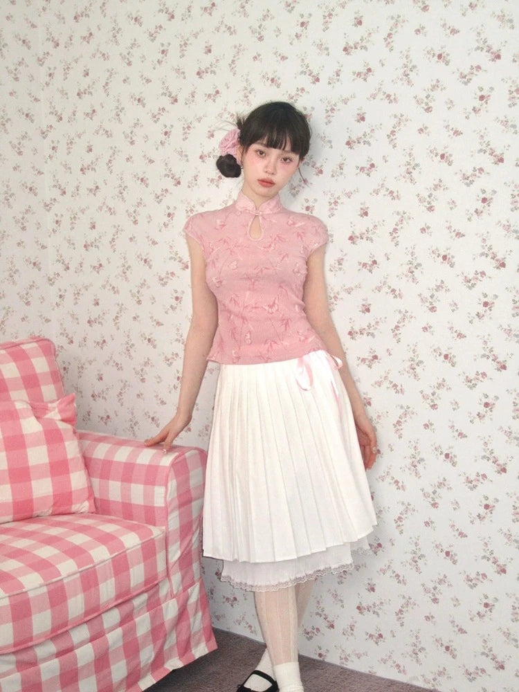 A-line pleated skirt【s0000007619】 velvet skirt luxury