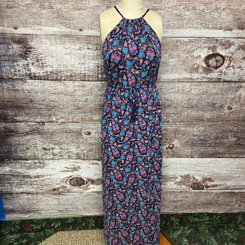 LUCKY BRAND PURPLE FLORAL HALTER DRESS SIZE EXTRA SMALL D2C TCC A-Line Day Work