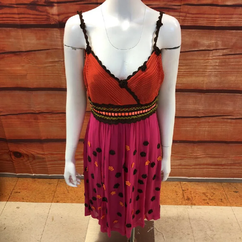 NWT SUE WONG ORANGE PINK FLORAL SILK DRESS SIZE 10 TCC Floral Print girly