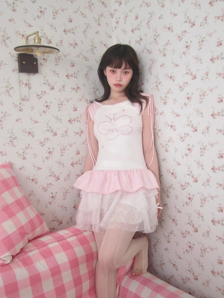 Lace cake skirt【s0000007623】 patchwork skirt art