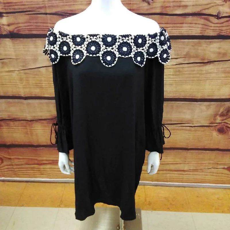 LOFT BLUE DRESS WITH DOILIE TRIM SIZE LARGE TCC Tunic Top Casual