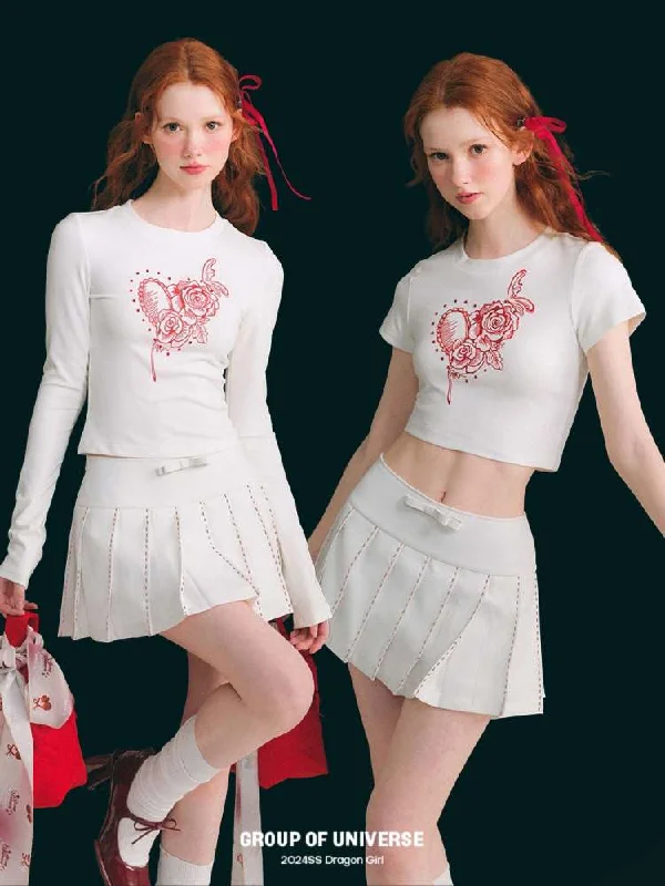 A-Line Stitch Pleated Mini Skirt【s0000007385】 silk skirt smooth
