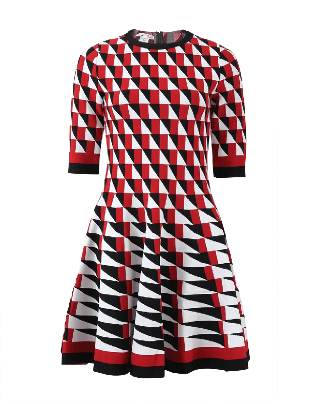 Knit Geo Print Skirt Dress Maxi Flowy Bohemian