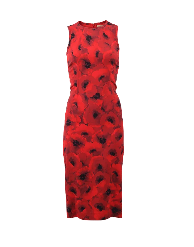 Poppy Print Dress Tunics Winter warm