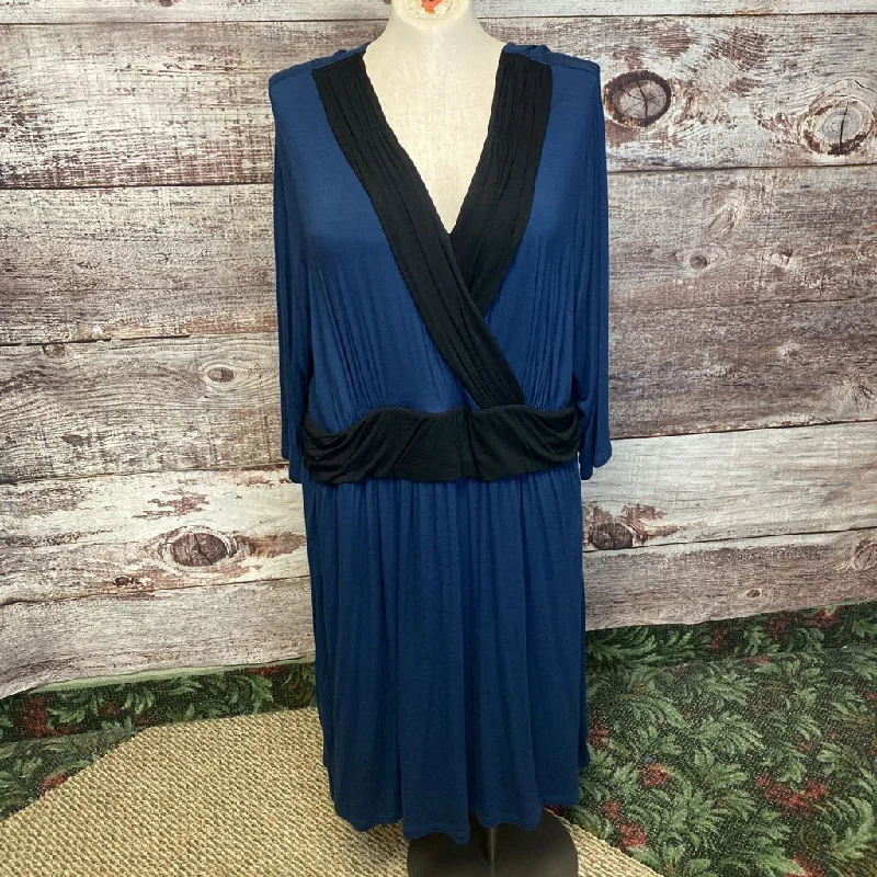 ELLE DARK NAVY BLACK ROUCHE DRESS SIZE 3X NWT TCC Tunics Leisure comfortable