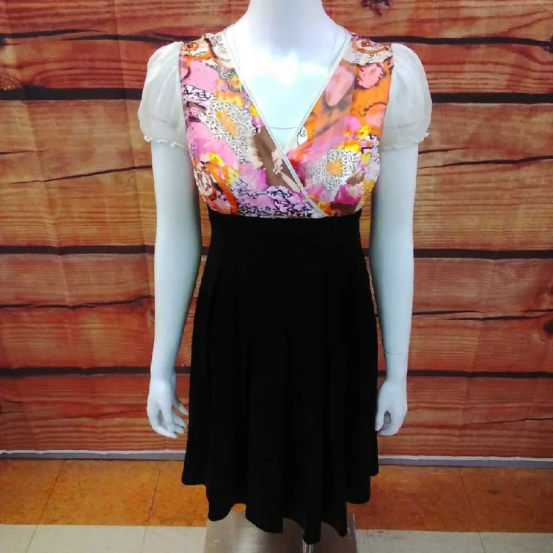 CHIEFIND IVORY PINK BROWN BLACK DRESS SIZE 4 TCC Tunics Sophisticated sleek