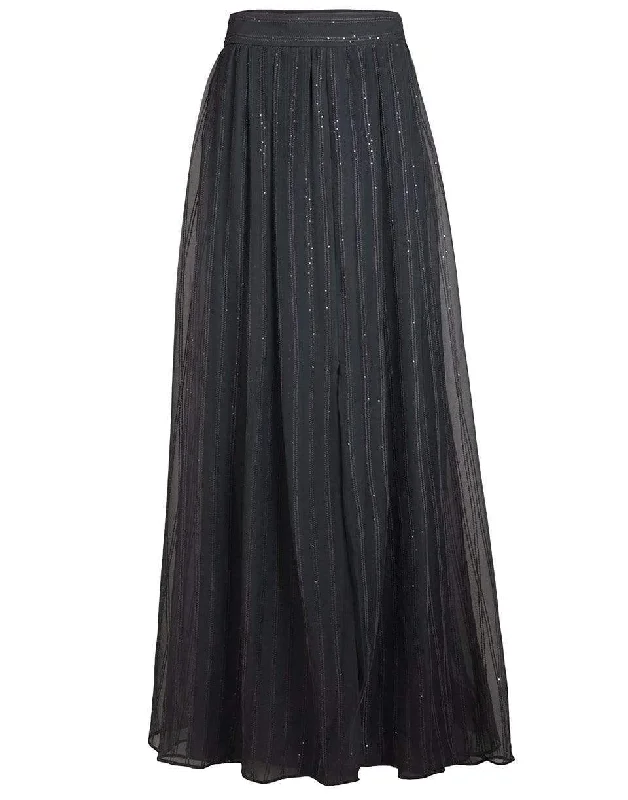 Paillette Stripe Maxi Skirt lace skirt intricate